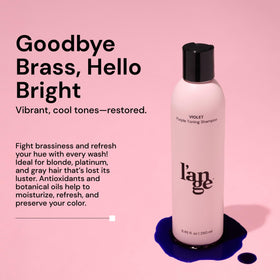 L'ANGE HAIR label close-up highlighting product name and usage benefits