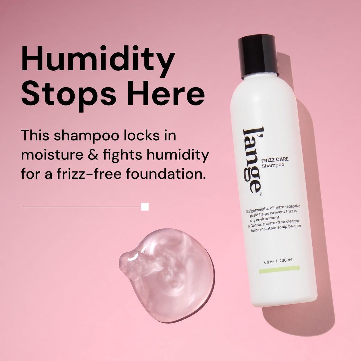 L'ANGE HAIR shampoo texture on palm illustrating smooth glide
