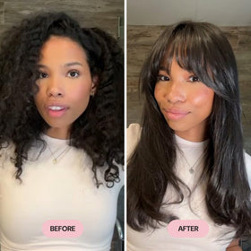 Applying L'ANGE HAIR Rival Heat Shield to damp hair before blow-drying, reduces heat damage