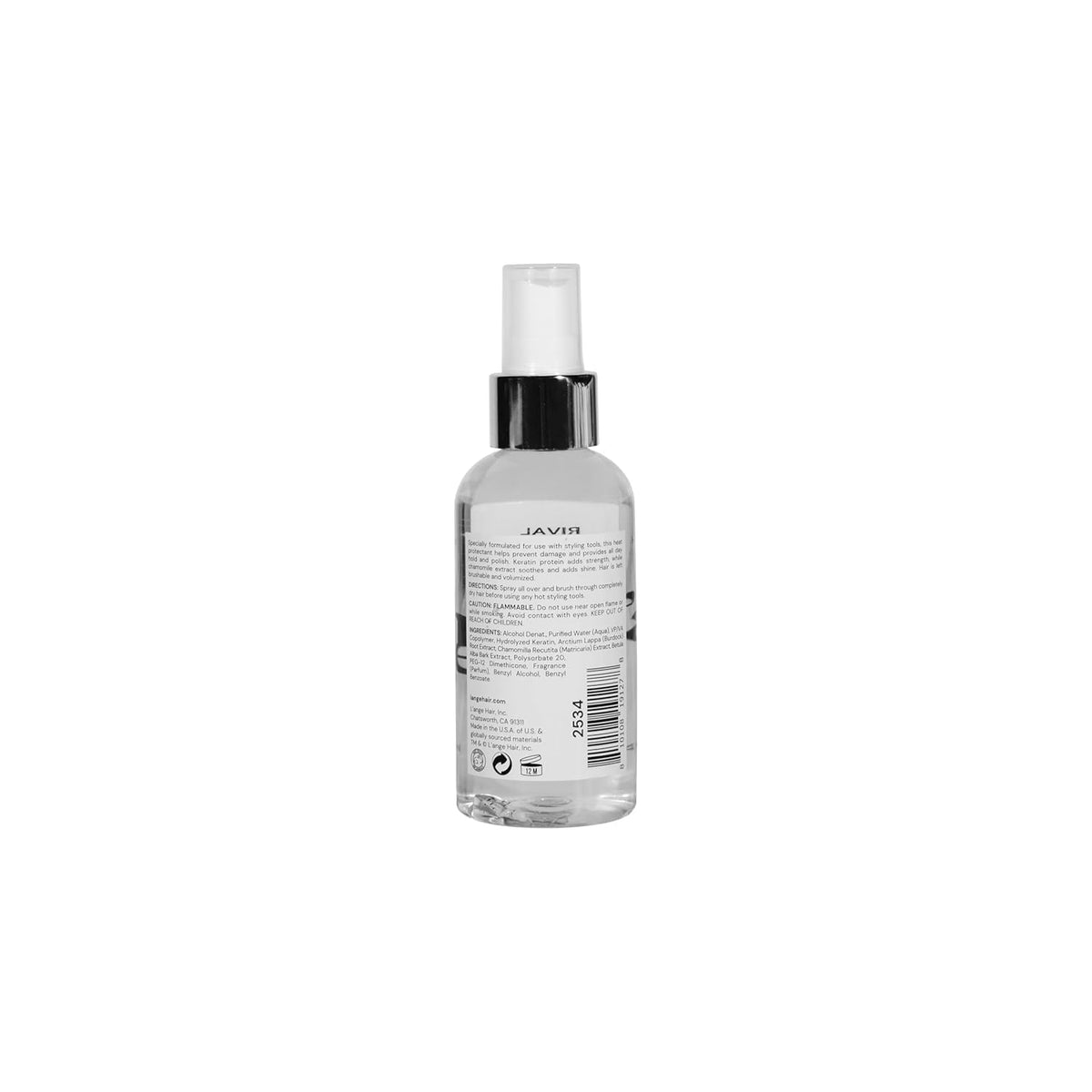 Styled hair in bathroom setting with L'ANGE HAIR product visible, supports polished results