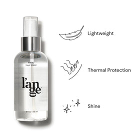 Texture close-up of L'ANGE HAIR product on hair showing glossy sheen, improves shine
