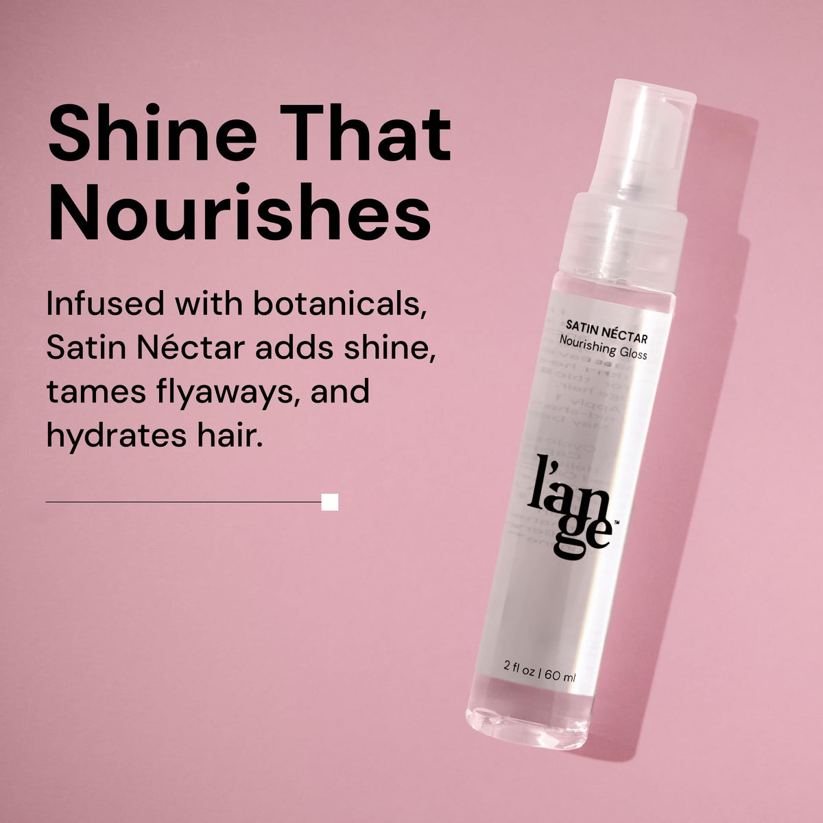 L'ANGE HAIR close-up of pump and cap highlighting bottle functionality