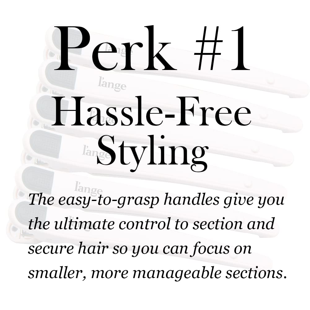 L'ANGE HAIR clip beside hand to show size and ease of manipulation
