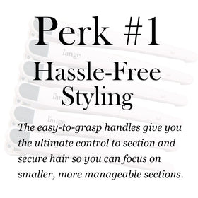 L'ANGE HAIR clip beside hand to show size and ease of manipulation