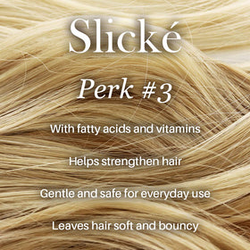 L'ANGE HAIR detail of mid-lengths and ends, showing smoothness and shine benefit
