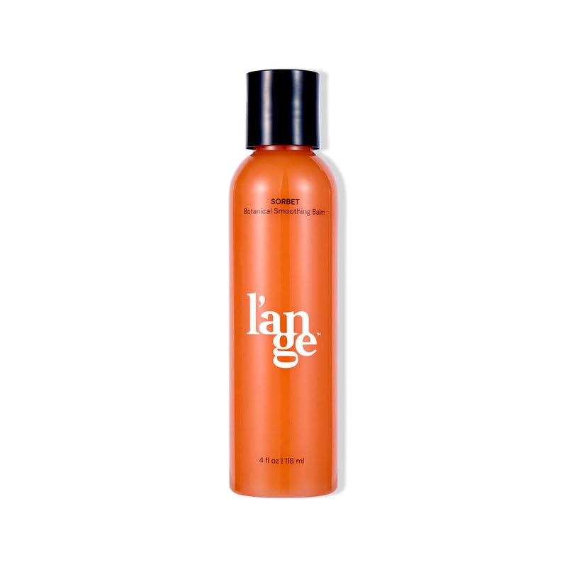 L'ANGE HAIR front packaging of Sorbet Botanical Smoothing Balm showing bottle benefits