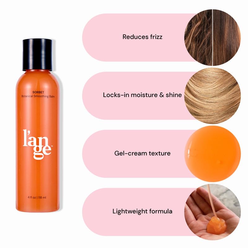 L'ANGE HAIR before and after sleek blowout showing smoother hair and reduced frizz