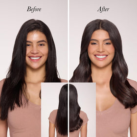 L'ANGE HAIR applied during blow-dry showing smoother, frizz-controlled hair