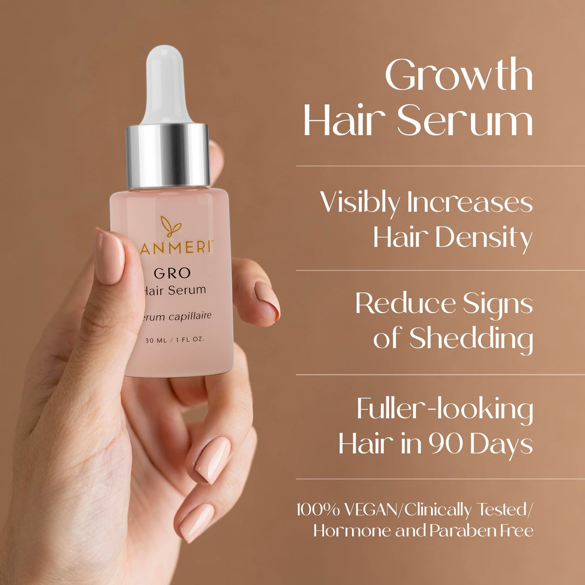 Lanmeri applying serum to scalp demonstrating targeted follicle nourishment