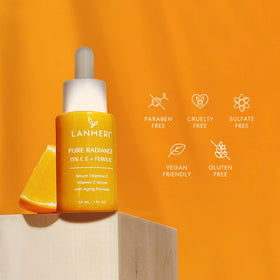 Lanmeri bottle in palm showing one-ounce scale and travel convenience benefit