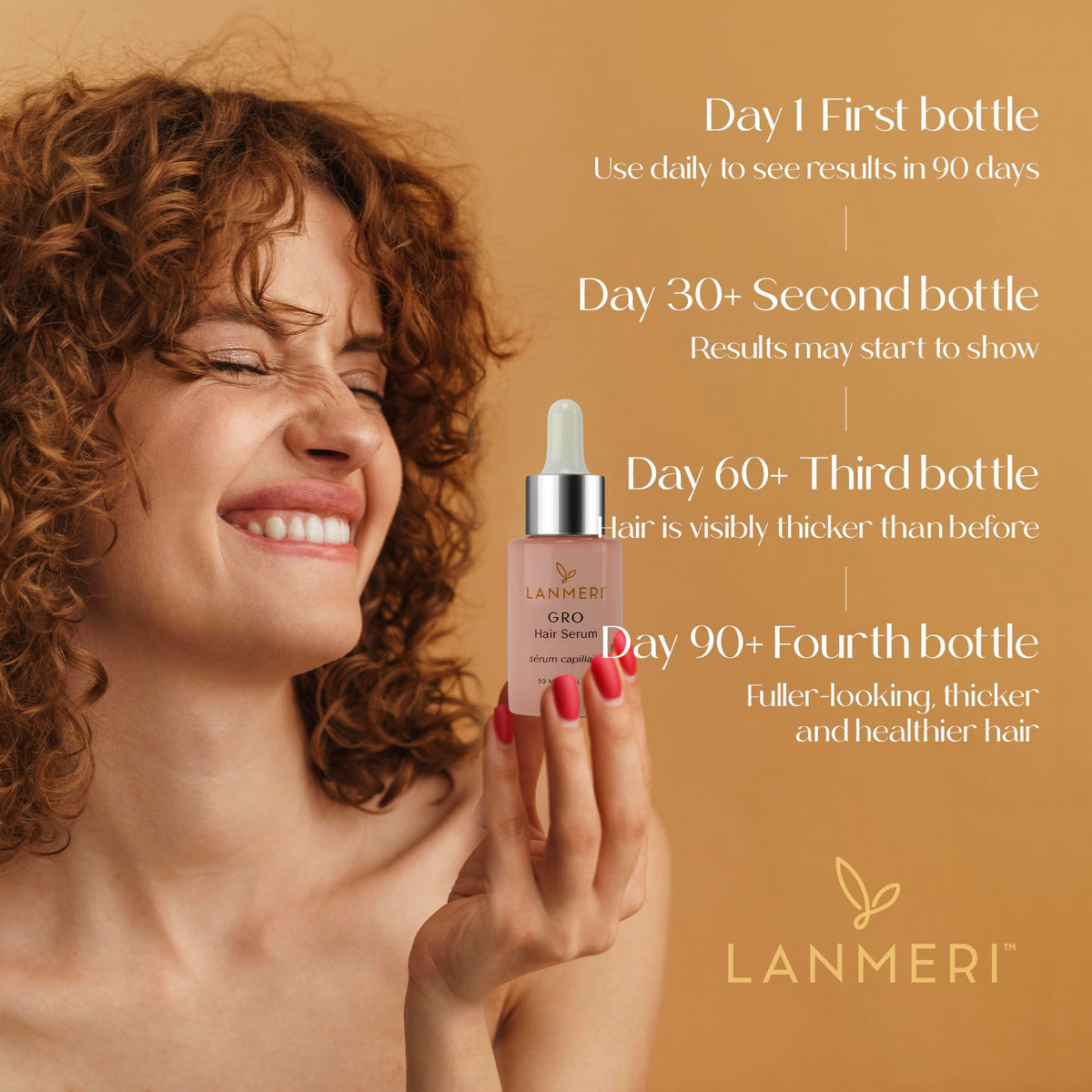 Lanmeri label close-up highlighting key botanical ingredients for scalp support