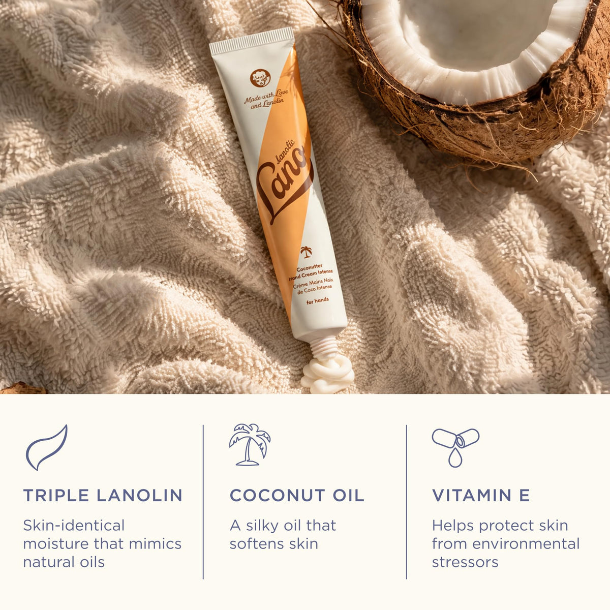 Lanolips Coconutter being squeezed from tube demonstrating easy controlled dispensing