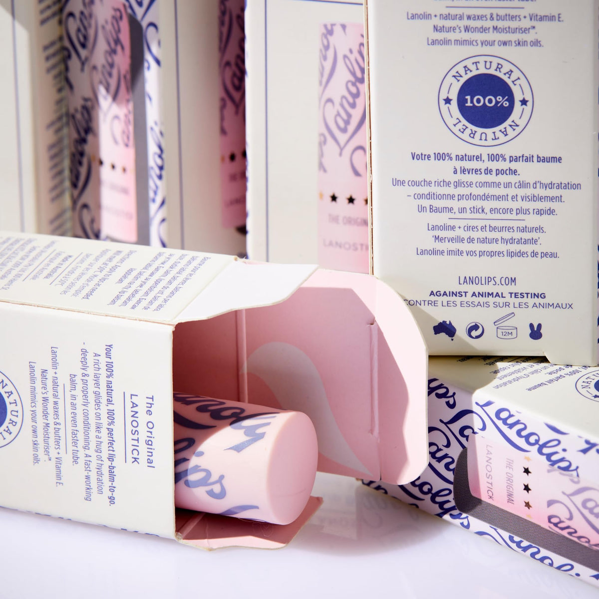 Lanolips lanostick back label close-up with ingredient and safety details