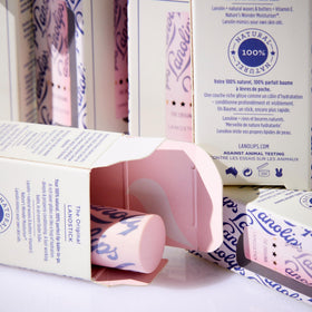 Lanolips lanostick back label close-up with ingredient and safety details