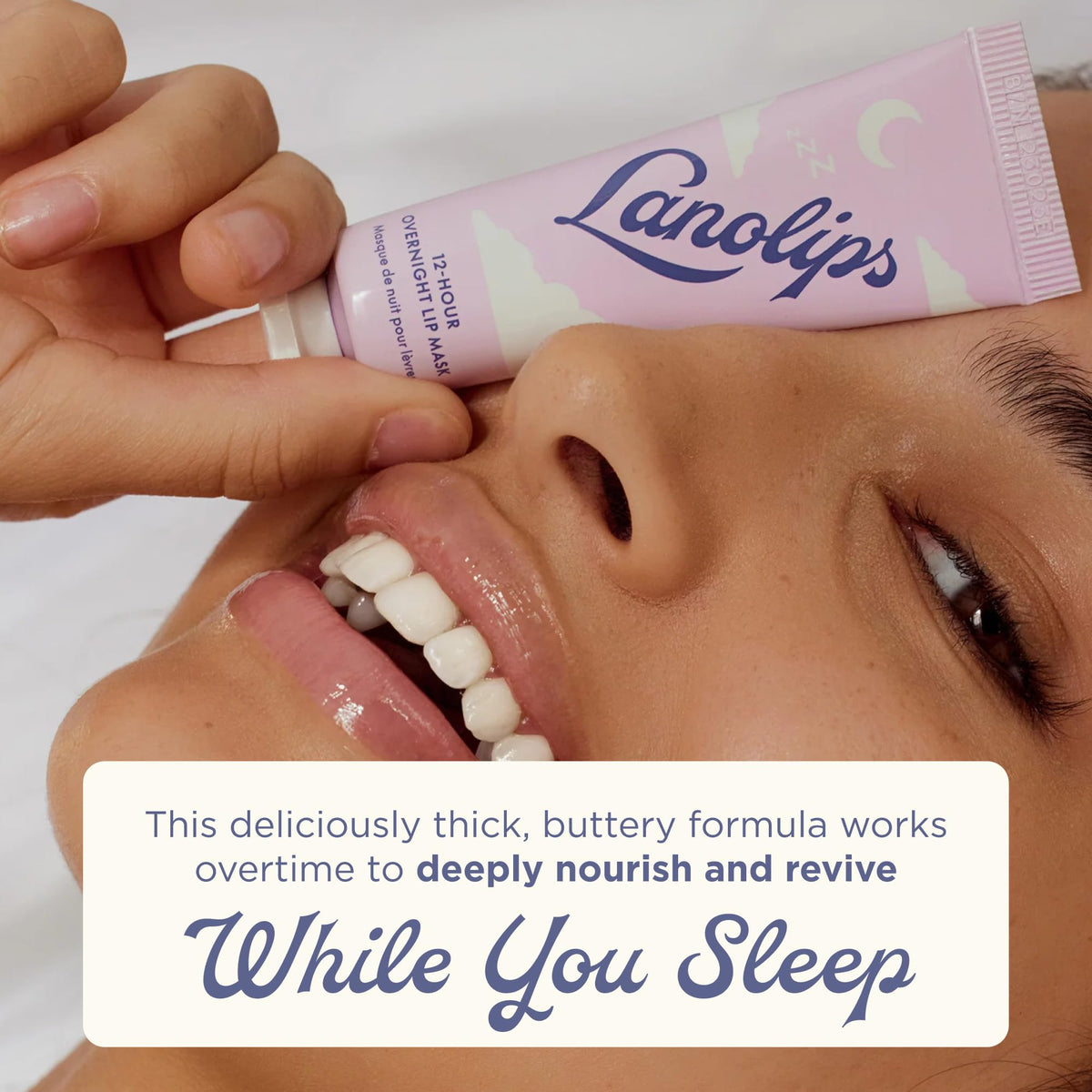 lanolips jar close-up label emphasizing lanolin and ceramides support