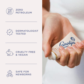 Lanolips tin next to coin showing size for easy portability benefit
