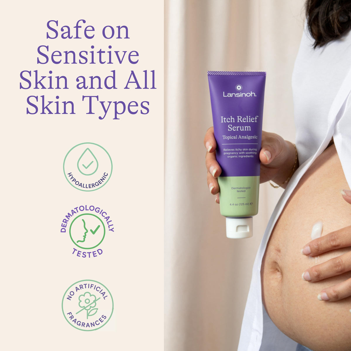 Lansinoh serum texture on skin demonstrating fast absorption and smooth finish