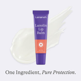 Back label of Lansinoh showing single-ingredient lanolin and clean formulation