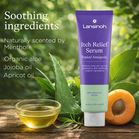 Lansinoh packed in maternity bag portraying on-the-go itch relief convenience