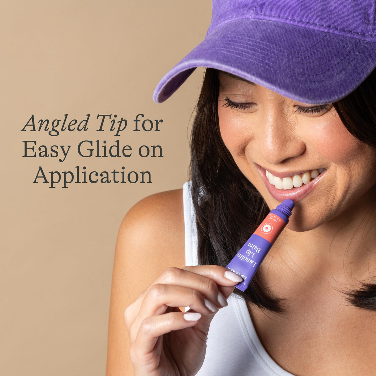 Lansinoh tube on bedside table illustrating night-time lip care routine