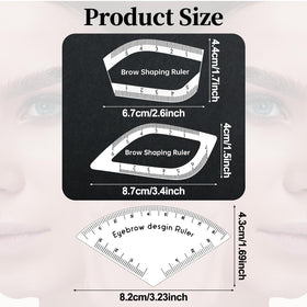 Lanties ruler positioned on face to align brows for symmetrical results