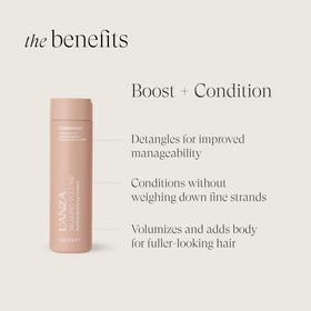 L’ANZA creamy conditioner texture close-up for lightweight hydration