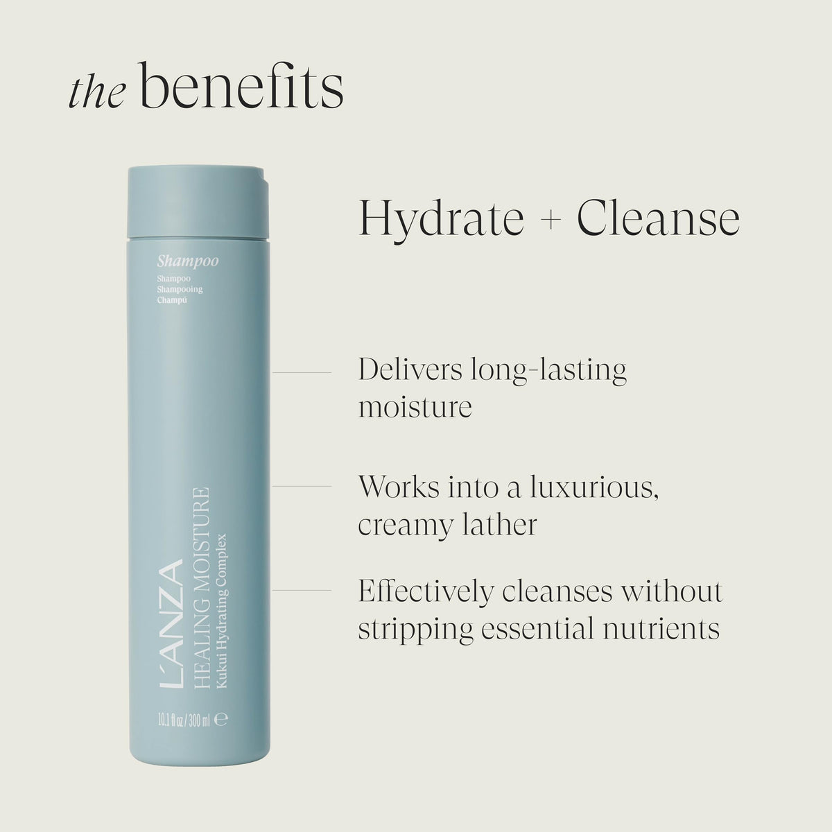 L’ANZA conditioner pour texture demonstrating creamy detangling benefit