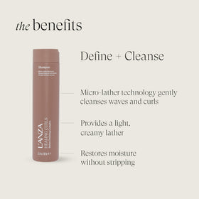 L’ANZA creamy butter shampoo texture close-up, highlights rich moisturizing feel
