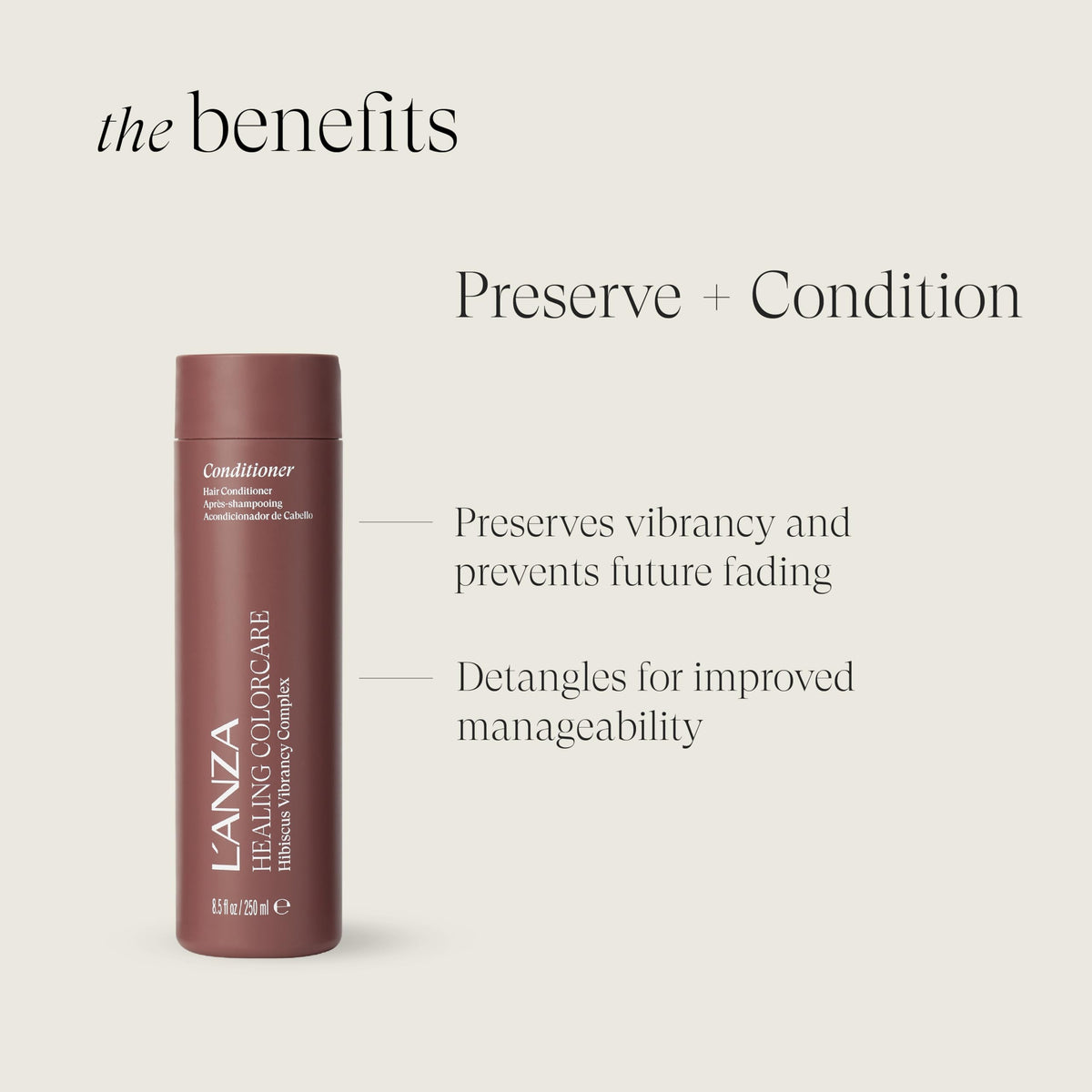 L’ANZA creamy conditioner texture close-up showing hydrating, lightweight formula