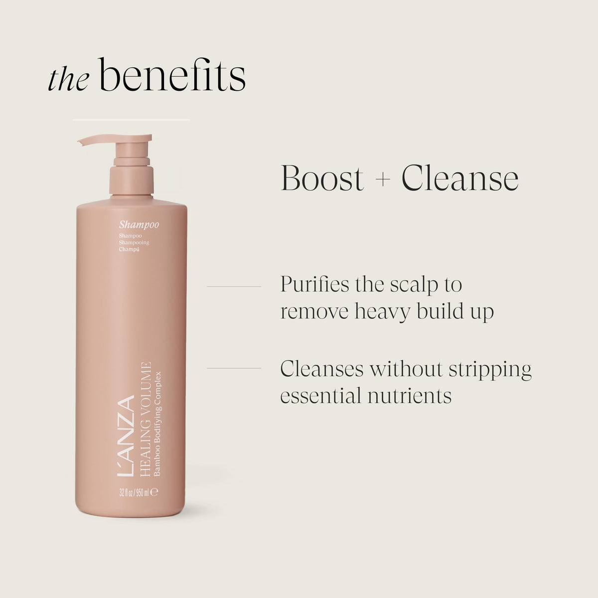 L’ANZA label detail highlighting bamboo and keratin benefits