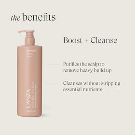 L’ANZA label detail highlighting bamboo and keratin benefits