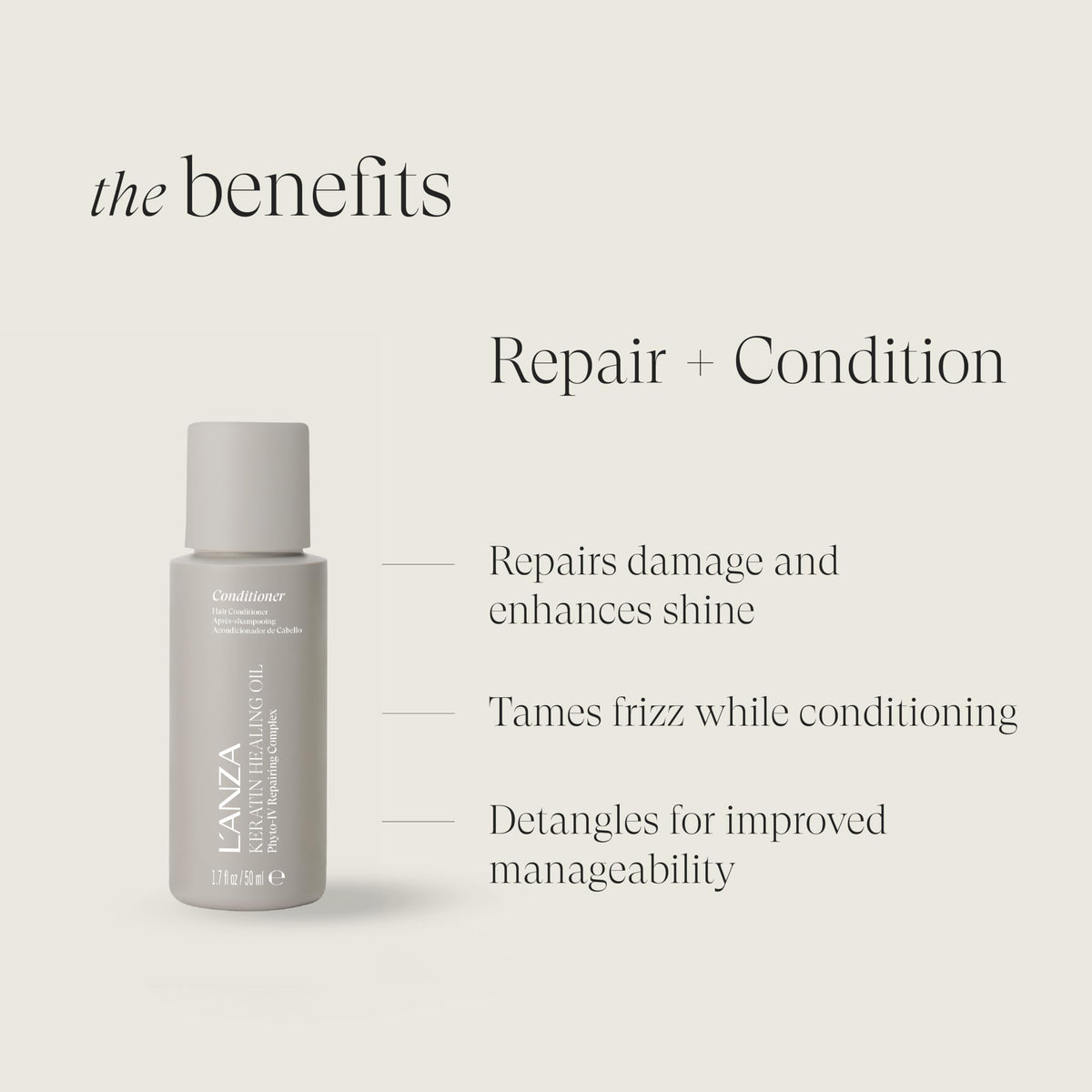 L’ANZA ingredients label detail highlighting keratin and natural oils