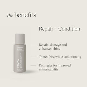 L’ANZA ingredients label detail highlighting keratin and natural oils