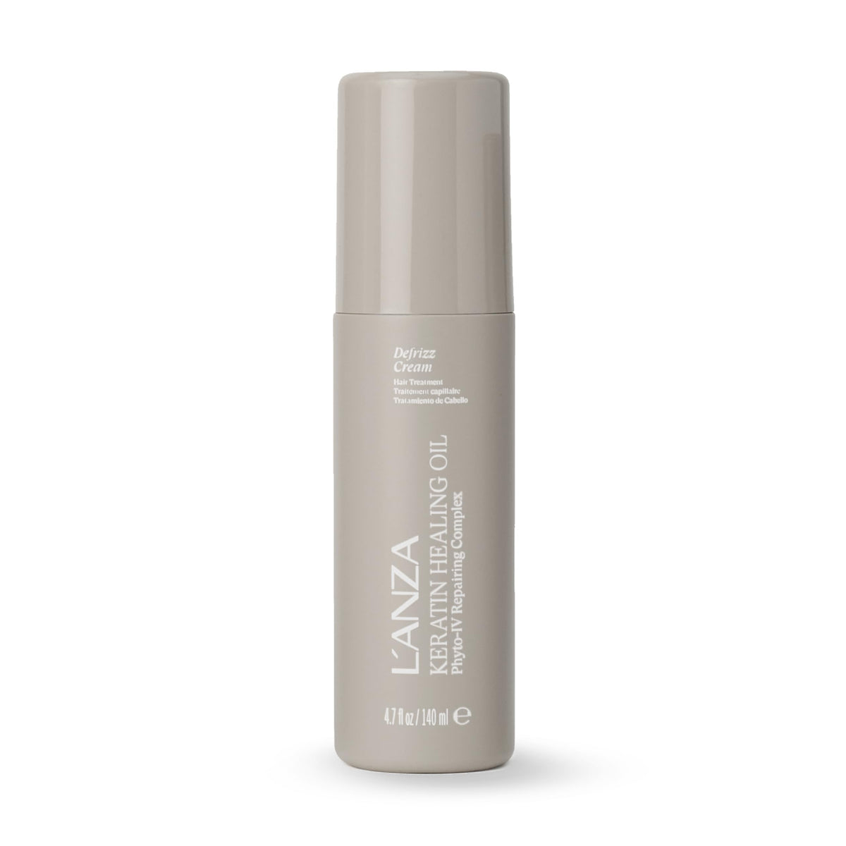 L’ANZA front packaging showing de-frizz cream and size benefit