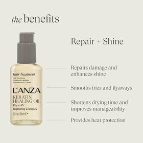 L’ANZA shampoo label close-up highlighting keratin benefits