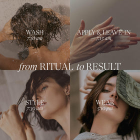 L’ANZA products arranged on bath shelf creating a routine-ready aesthetic