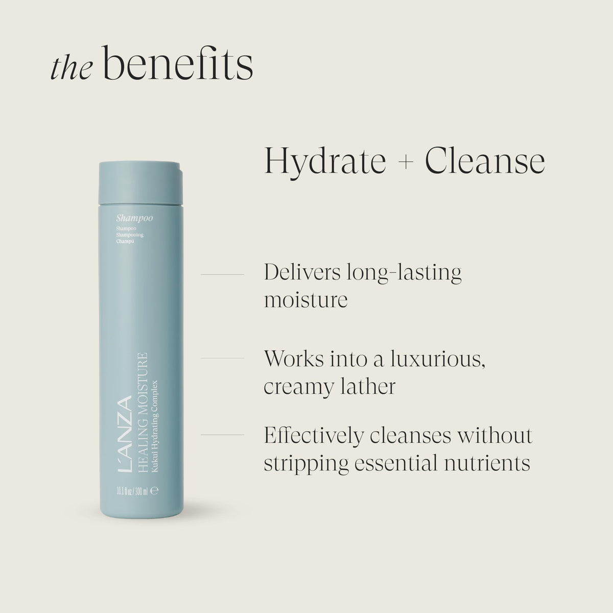 L’ANZA creamy lather texture demonstrating gentle, rich hydration