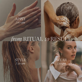 L’ANZA shampoo lather in hand on blonde hair for soft cleanse