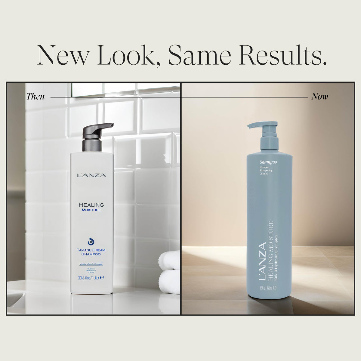 L’ANZA pump and label detail highlighting ingredients and easy dispensing