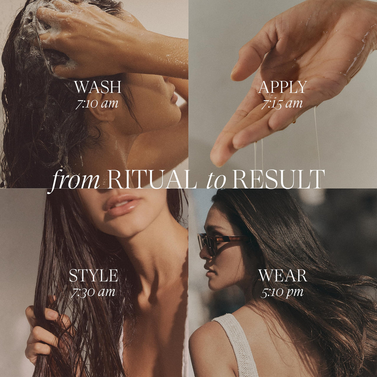 L’ANZA trio staged on bathroom shelf suggesting salon-quality benefit