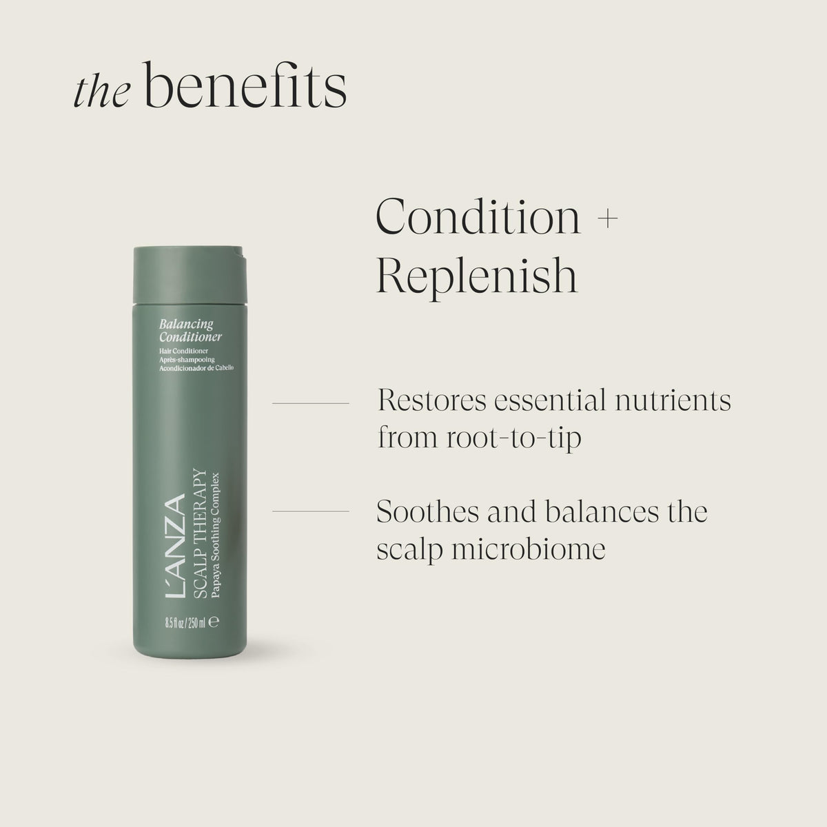L’ANZA conditioner pour texture illustrating lightweight moisturization