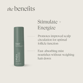 L’ANZA leave-in spray bottle detail showing quick-absorbing formula