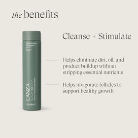 L’ANZA shampoo bottle close-up highlighting cleansing action and pump