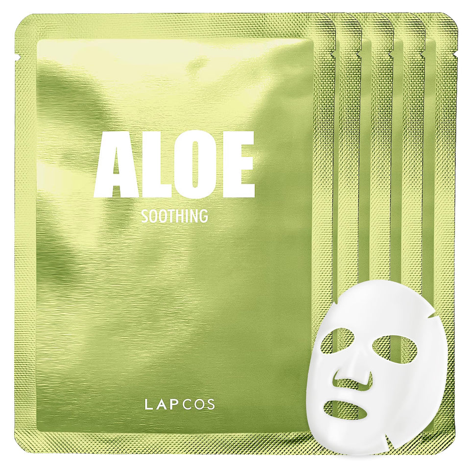 LAPCOS front packaging showing soothing aloe mask and benefits