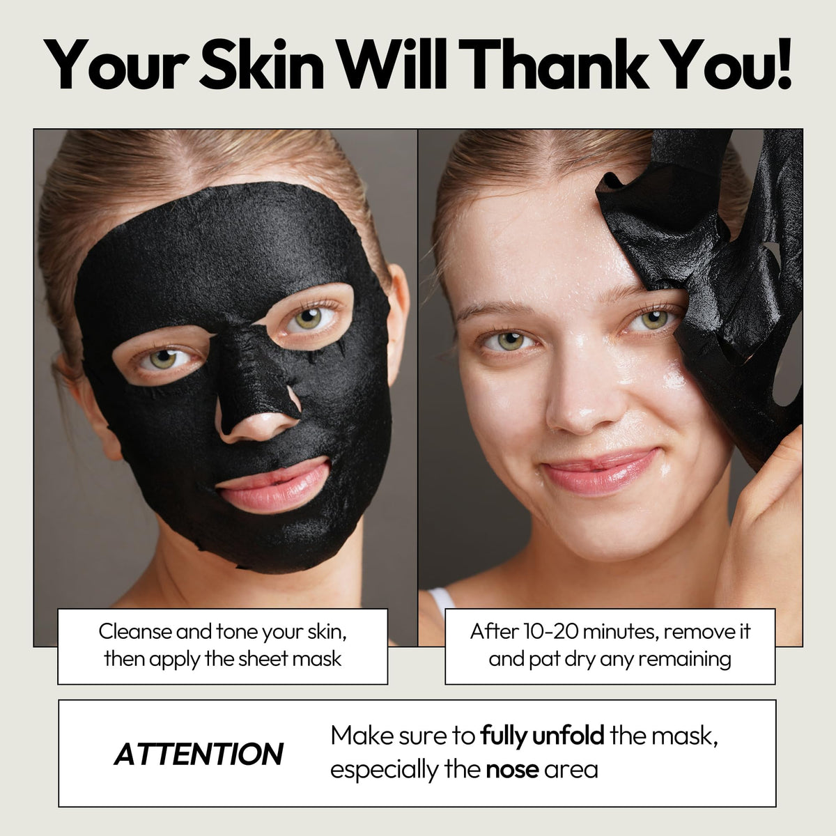 back label of LAPCOS charcoal mask showing ingredients and usage instructions for shopper clarity