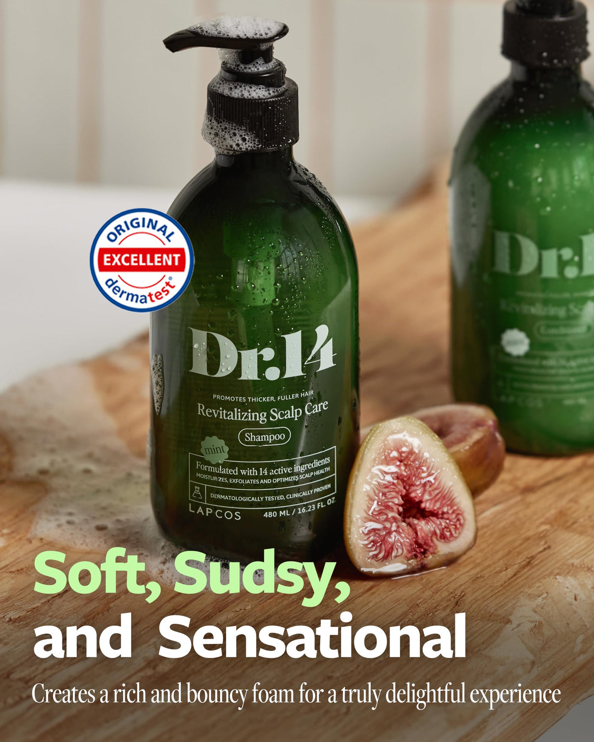 LAPCOS DR.14 in shower lifestyle shot showing daily use and refreshing sensory appeal