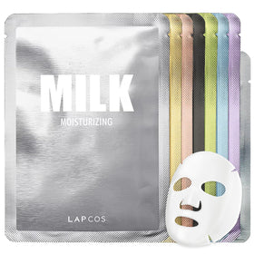 LAPCOS front packaging of eight-piece mask set showing variety and convenience