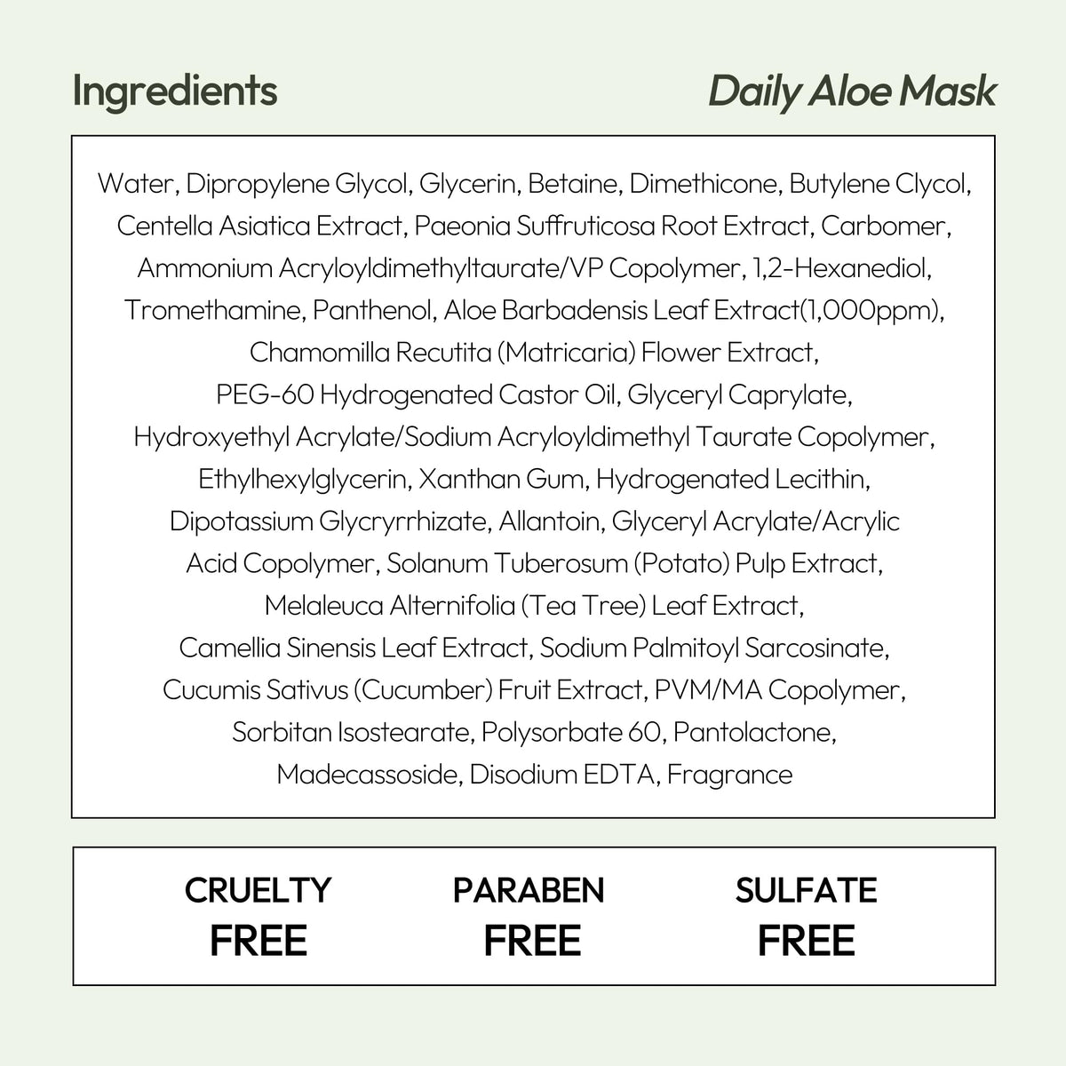 LAPCOS aloe leaf and centella display highlighting calming natural extracts