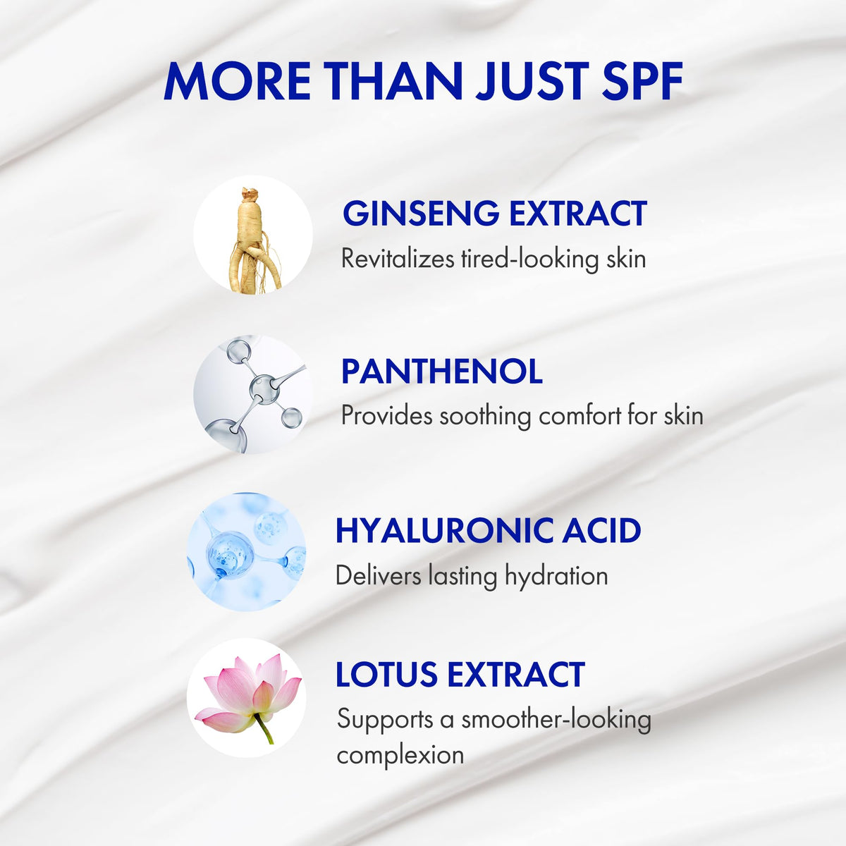 LAPCOS label close-up highlighting ginseng and panthenol for skin hydration