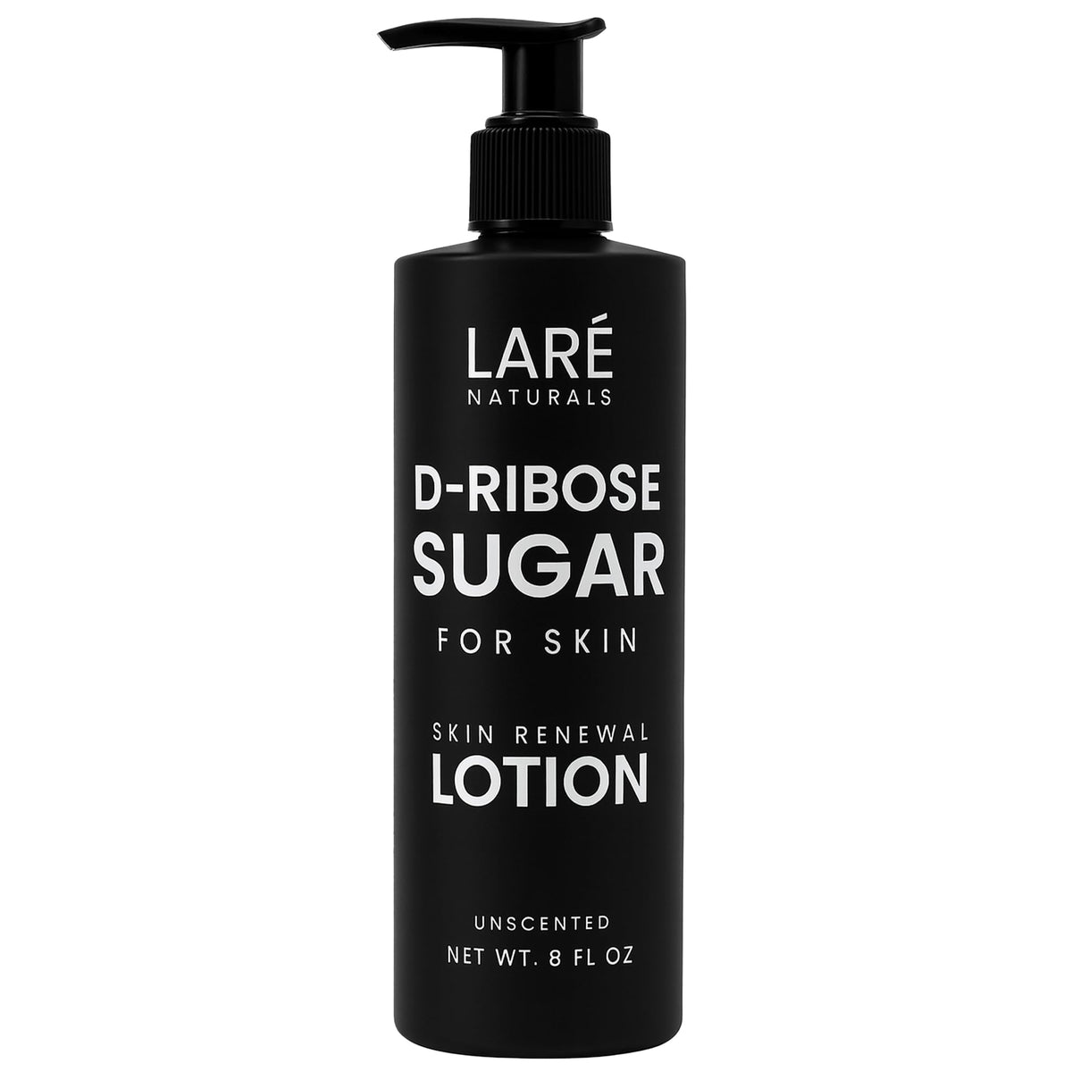 Laré Naturals front packaging showing the ribose lotion bottle and label benefit